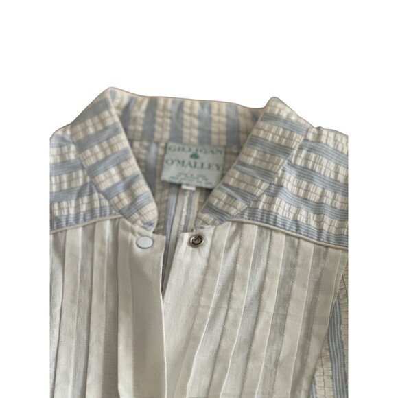 Victorian Style Striped Nightgown By Gilligan OMalley Long White & Blue Size S - Picture 11 of 13